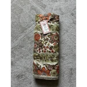 VTG WAVERLY 15 Yards Saybrooke Floral Linen Upholstery Fabric Gold Green 1959